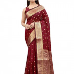 Women's Banarasi Silk Sarees With Zari Jacquard Work & Blouse Piece