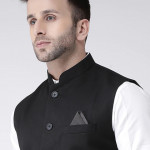 Black kurta set with bundi jackets