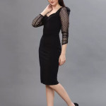 Women Sheath Black Dress