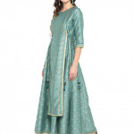 Women's Light blue  Poly Silk Ethnic Dress