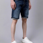 Men Blue Washed Slim Fit Denim Shorts